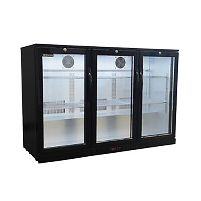 220W Pintu Kaca Tiga Komersial Kulkas Freezer 220V 50Hz Kipas Pendingin