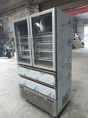 Lemari es tegak 2 Pintu kaca untuk freezer 2 Laci untuk Chiller untuk dapur dengan 110V / 60Hz