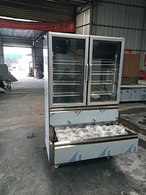Lemari es tegak 2 Pintu kaca untuk freezer 2 Laci untuk Chiller untuk dapur dengan 110V / 60Hz