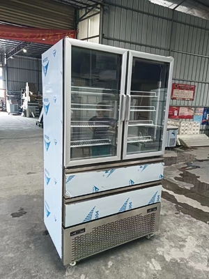 Lemari es tegak 2 Pintu kaca untuk freezer 2 Laci untuk Chiller untuk dapur dengan 110V / 60Hz