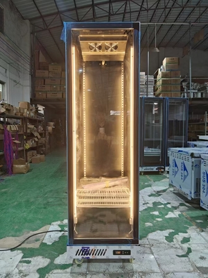 Komersial vertikal kulkas minuman display kulkas dengan pintu kaca
