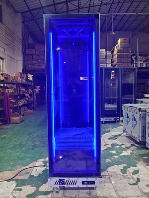 Komersial vertikal kulkas minuman display kulkas dengan pintu kaca