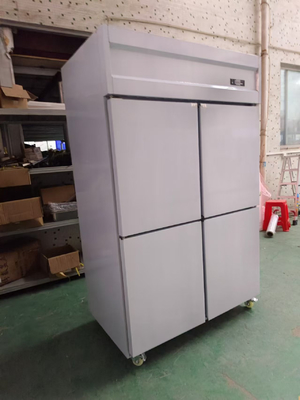 Kulkas vertikal komersial untuk restoran 4 pintu Peralatan dapur stainless steel Pintu kulkas tertutup sendiri