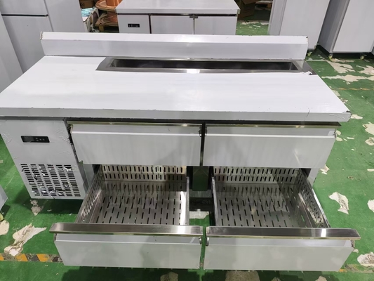 Komersial Undercounter Kulkas 4 laci Dengan Backsplash Meja Dapur Disesuaikan