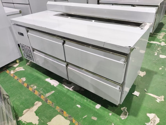 Komersial Undercounter Kulkas 4 laci Dengan Backsplash Meja Dapur Disesuaikan