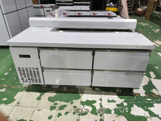 Komersial Undercounter Kulkas 4 laci Dengan Backsplash Meja Dapur Disesuaikan