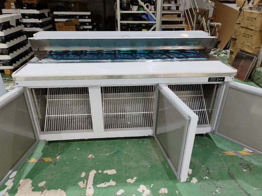 American Type Salad Counter Table Sandwich komersial / kulkas salad Peralatan dapur stainless steel