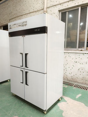 Komersial 4-pintu vertikal Freezer Stainless Steel Reach-in Freezer Bakery Kulkas dengan Tray