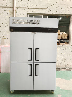 Komersial 4-pintu vertikal Freezer Stainless Steel Reach-in Freezer Bakery Kulkas dengan Tray