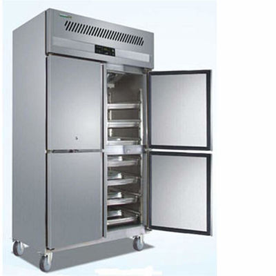 Komersial 4-pintu vertikal Freezer Stainless Steel Reach-in Freezer Bakery Kulkas dengan Tray