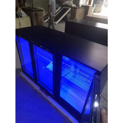R134a 330L Undercounter Bar Fridge Dengan 3 Pintu Warna Hitam