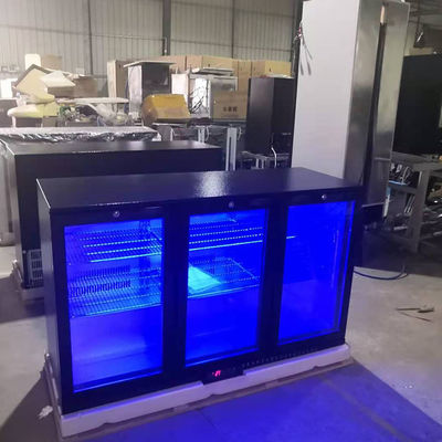 R134a 330L Undercounter Bar Fridge Dengan 3 Pintu Warna Hitam