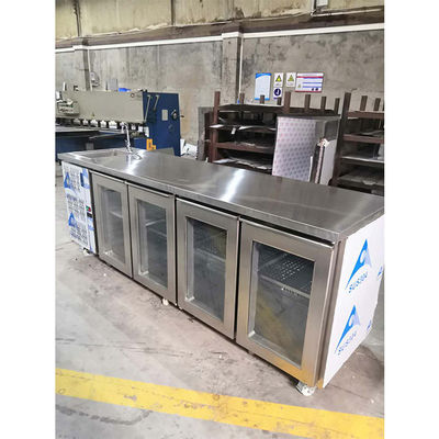 Commerical 2.4m 8ft Under Counter Bar Kulkas 4 Pintu Kaca