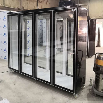 2500L Reach In Cooler 4 Glass Door Kulkas Untuk Toko Serba Ada