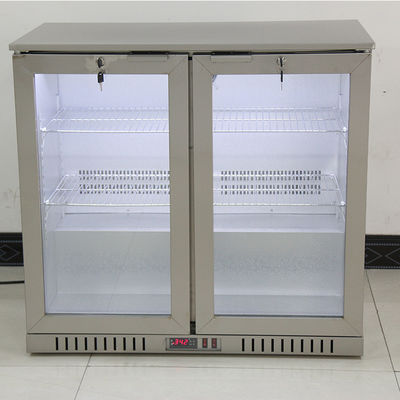 Tubuh Stainless Steel Dua Pintu Di Bawah Bar Kulkas Bir Kulkas 208L