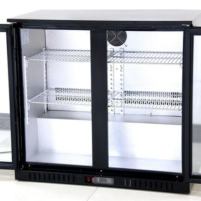 900 * 520 * 835mm Pendingin Pintu Kaca Komersial 208L Lemari es display kaca ganda
